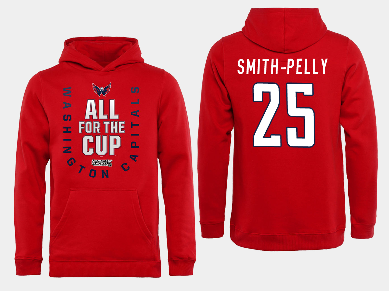 Men NHL Washington Capitals #25 Smith Pelly Red All for the Cup Hoodie